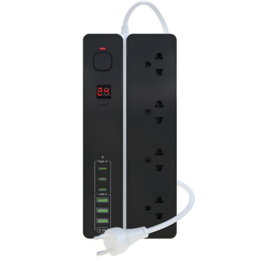 Heavy-Duty 4-Way Extension Strip + Surge Protection